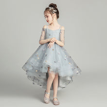 Load image into Gallery viewer, Flower Girl Romantic Wedding Banquet White Petal Dress Star Printed Dresses for Girls at Eucharist Exchange Etiquette Party