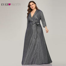 Load image into Gallery viewer, Plus Size Mother Of The Bride Dresses Ever Pretty Long Sleeve V-Neck Sparkle Farsali Formal Mother Dresses Vestido De Madrinha